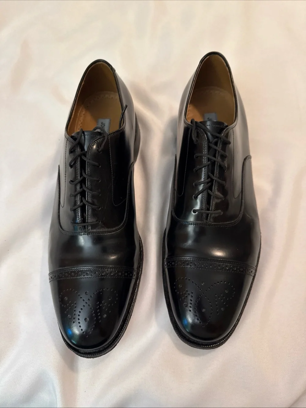 Johnston & Murphy Black Cap-Toe Brogue Oxfords